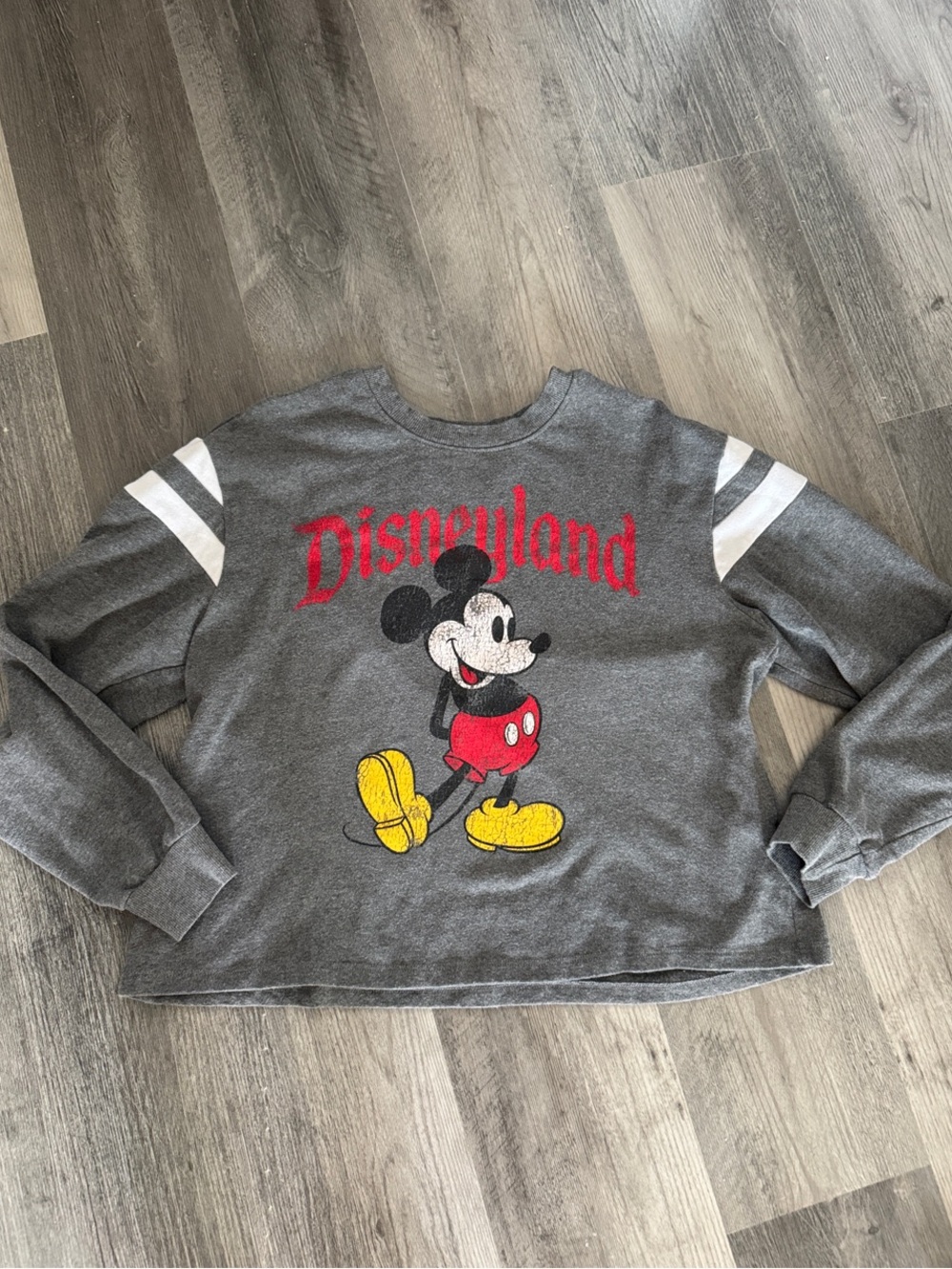 Disney Gray Sweatshirt with Red Logo and Yellow Accents